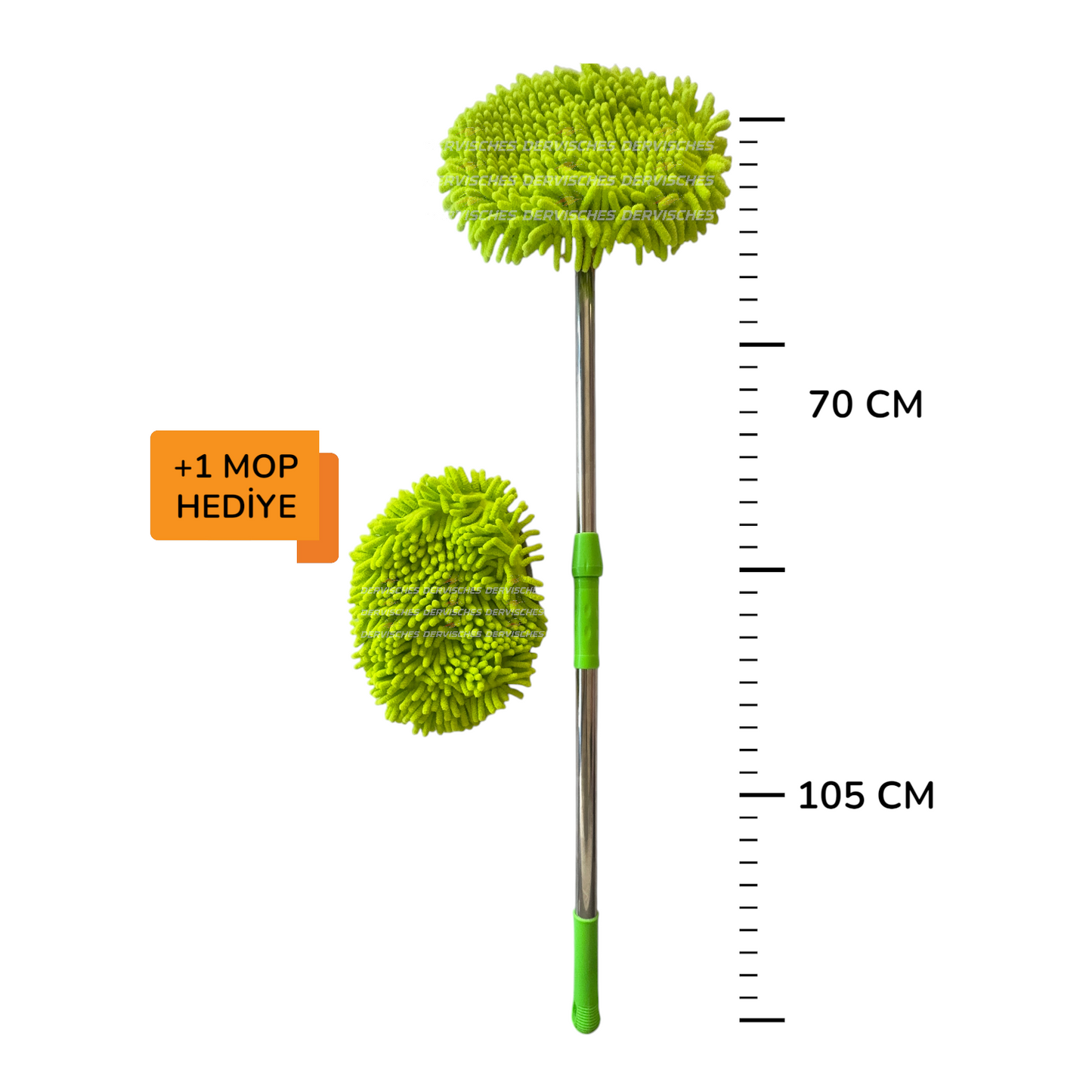 Teleskopik Mop 360 Derece +1 Mop Başlığı Hediye